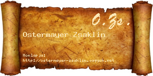 Ostermayer Zsaklin névjegykártya